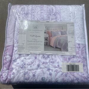 Rachel Ashwell Farmhouse Full/Queen 3pc Patchwork Bedspread Lavender NEW Purple